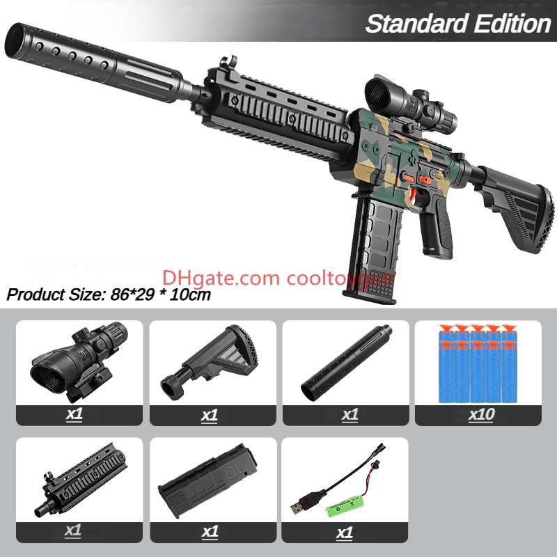 Electric M416 Soft Bullets Toy Gun Detachable Submachine Gun Foam Darts Model Outdoor Cs Pubg Game Prop Look Real Collection Birthday Gifts For Boys F