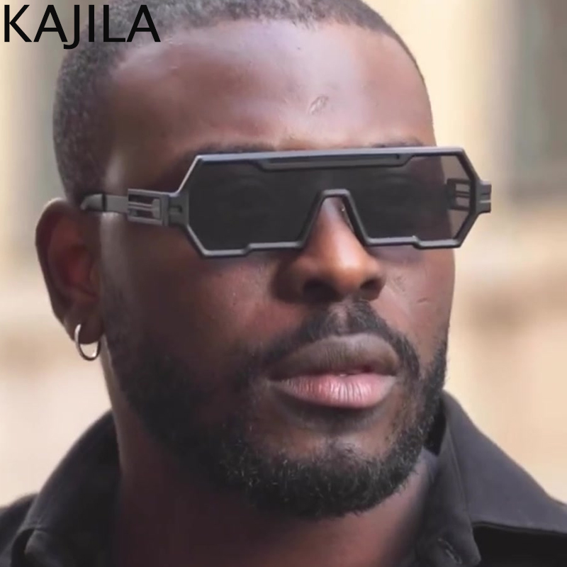 Steampunk One-Piece Sunglasses Men Oversized Punk Sun Glasses for Male 2023 Luxury Brand Vintage Square Eyewear Big Frame Shade