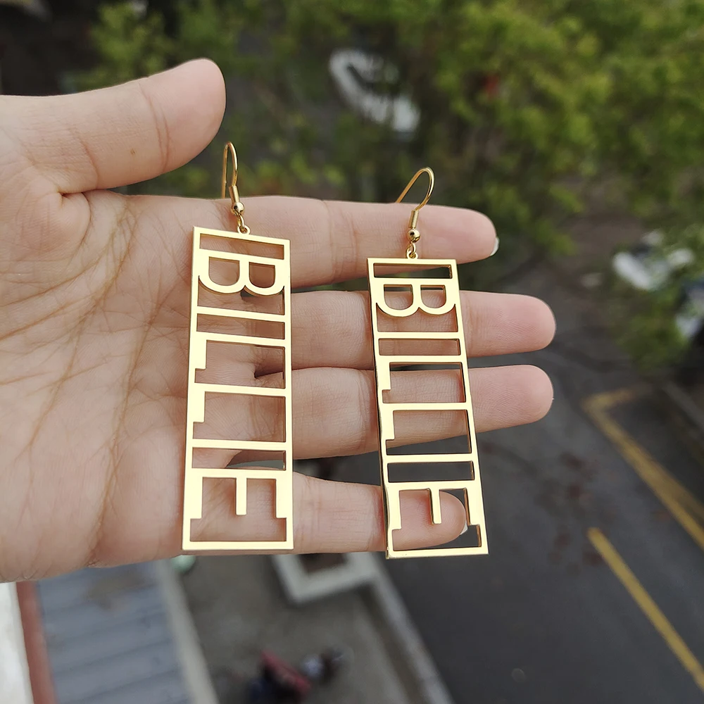 50mm-100mm Custom Name Earrings Customize 2025 Name Earrings Personality Big Brand Earring Rectangular Earrings for new Women's Jewelry