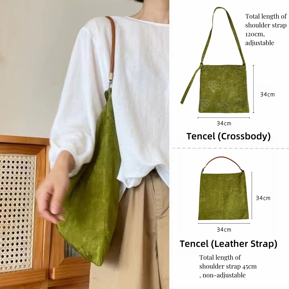 Women Handbag Totes Vintage 2025 Jacquard Silk new Sati Linen Underarm Bag Portable Knot Wrist Bag Adjustable Pu Crossbody Travel Bag