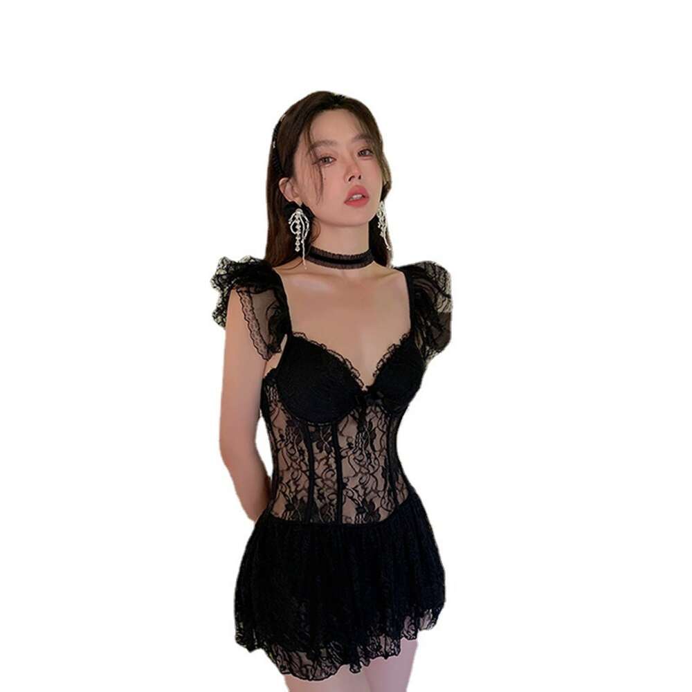 Ddmytiger Ddmytiger French Fairy Style Lace Jumpsuit Swimsuit With A Feminine V Neck And Solid Steel Support For Sanya Vacation Swimwear H