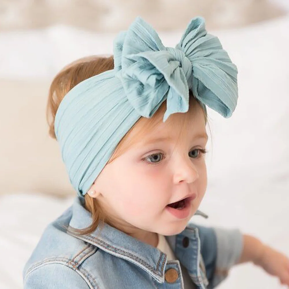 Big 2025 Bowknot Baby Girls Hairband Newborn Solid Color Baby Hat Turban Knot Head Wraps Baby Kids Bonnet Beanie new Photography Props