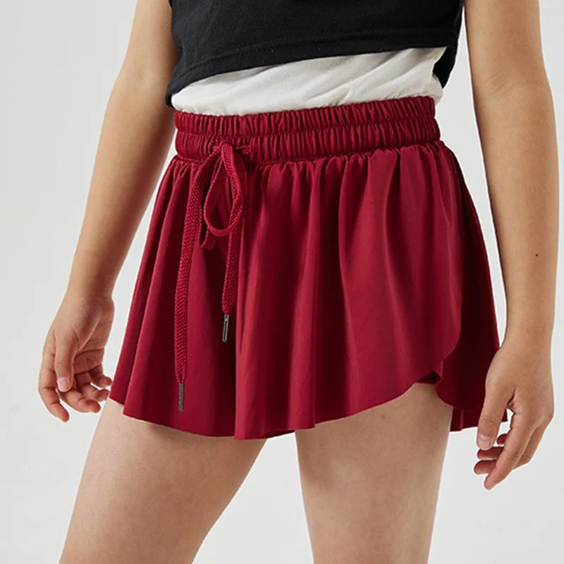 INLUMINE Children Sports Shorts with Pocket Girls Summer Quick-Drying Breathable Skirt Kid Outdoor Running Exercise Tennis Skirt