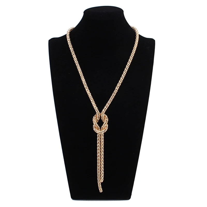 New Women Simple Sweater Chain 2025 Choker new Necklaces Vintage Long Knot Knotted Sweater Chain Necklace For Female Bohemian Jewelry