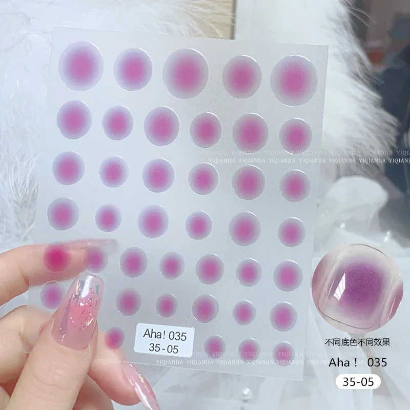 3D Translucent new Blush Gradient Nail Art Stickers 12-Colors Aha Self-adhesive Rainbow Blush Sliders 2025 Blooming Gradient Nails Decal