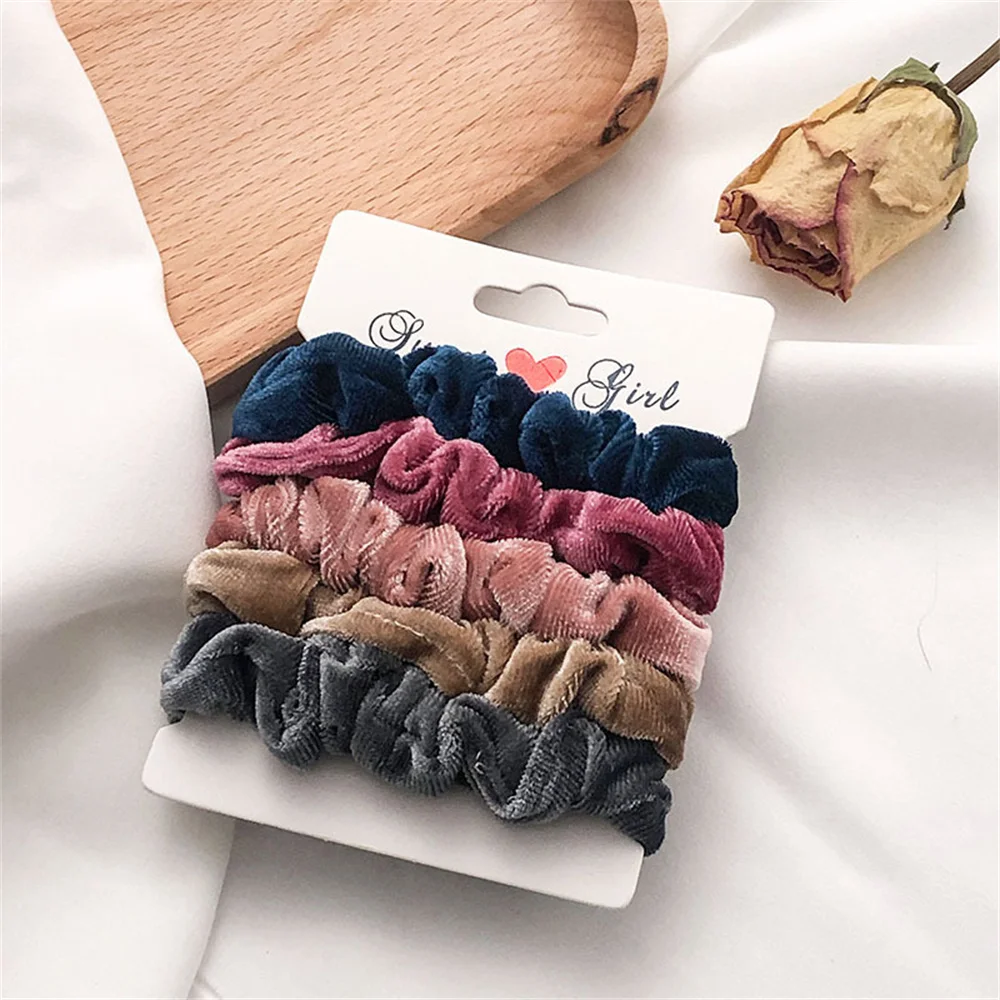 5/6pcs Simple Solid Color Elastics Hair Ties for new Women Thick Hair Soft No hurt Hair Ponytail 2025 Holder Hair Rope Hair Accessories