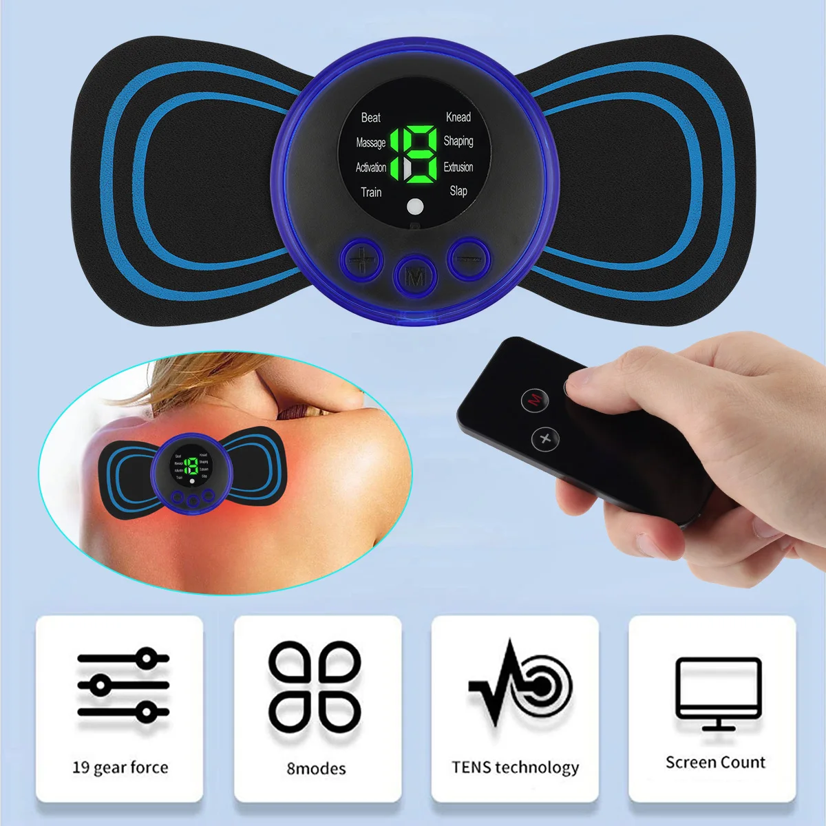 Portable EMS Mini Neck Massager Electric Back Shoulder Massager Cervical Massage Patch Stimulator Cervical Spine Relaxation