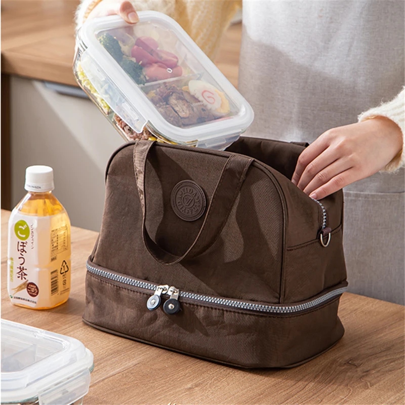 Portable Double Layer Lunch Bag Large Capacity Food Insulated Thermal Box 2025 Women Kids Picnic new Cooler Tote Dinner Bento Container