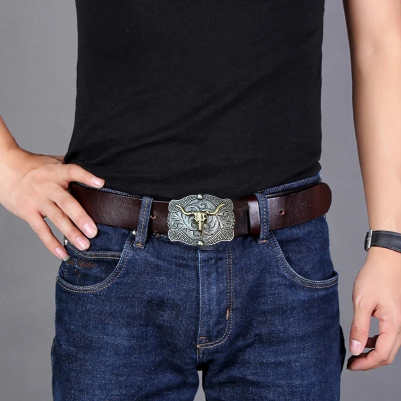 Western Cowboy Bull/Skull Belt Buckle Metal Multiple Color Rock Belt Link Buckle Unisex Belt Buckle DIY Supplies