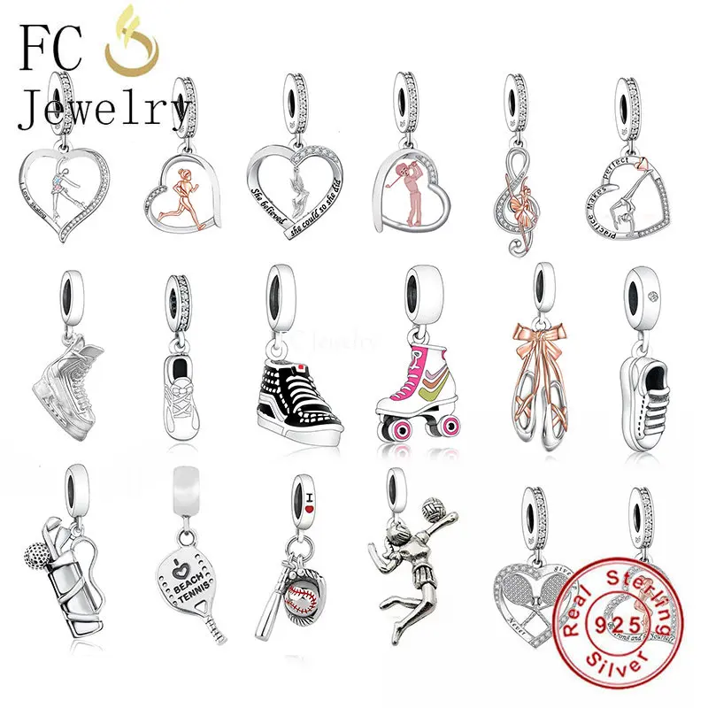 new FC Jewelry Fit Original Pan Charms Bracelet Sier Run Shoes Tennis Golf Volleyball 2025 Ballet Pendant Bead For Making Berloque
