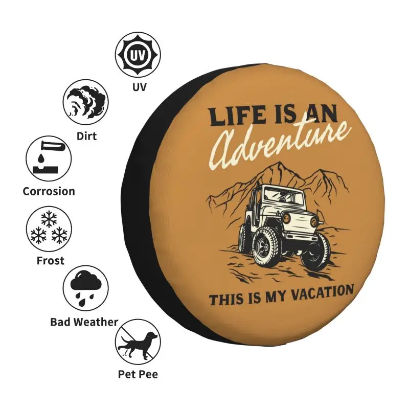Adventure Travel Off Road Vehicle Spare Tire Cover for Jeep Honda SUV RV 4WD Car Wheel Protectors Accessories 14" 15" 16" Inch