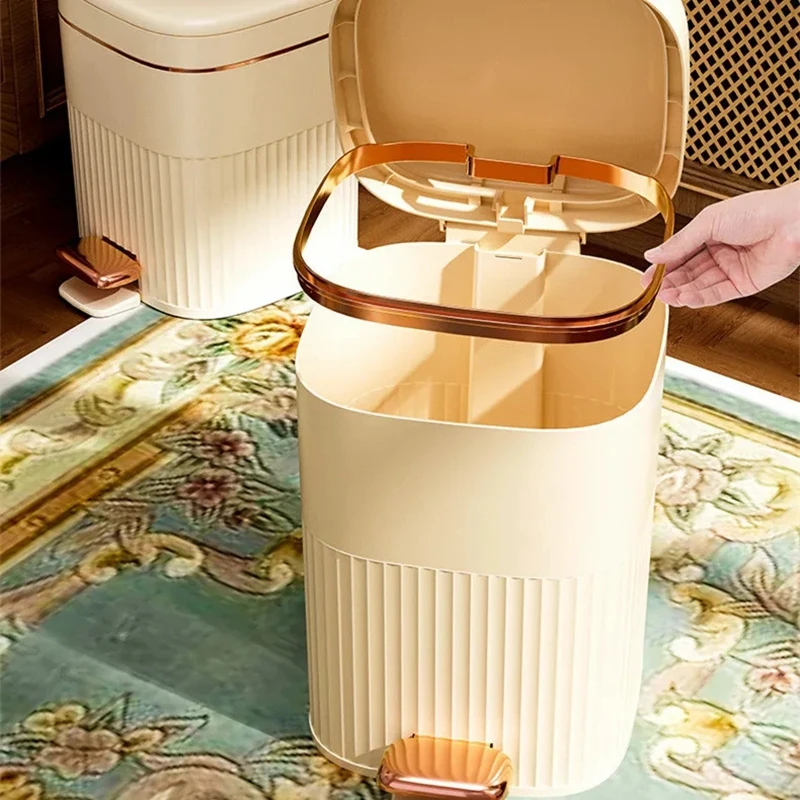 8/10/15L Light Luxury Trash Can with Lid Pedal Type Recycling Garbage basket For Large Capacity Kitchen Bathroom Trash Bin
