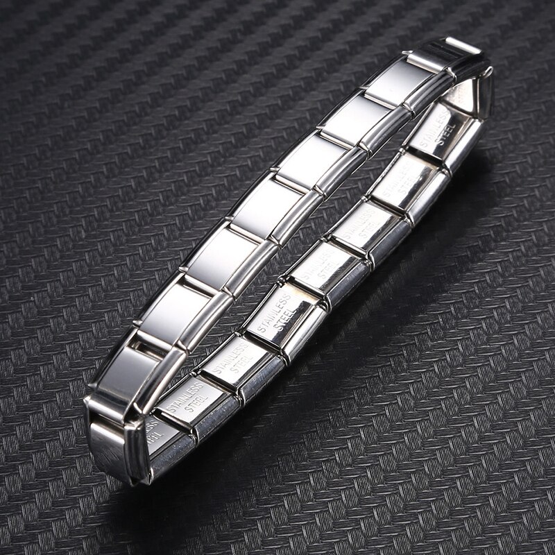 Pulseras de acero inoxidable de 9 mm de ancho para mujer, brazalete de Color plateado para uso diario, estilo de moda Simple, Unisex, fiesta