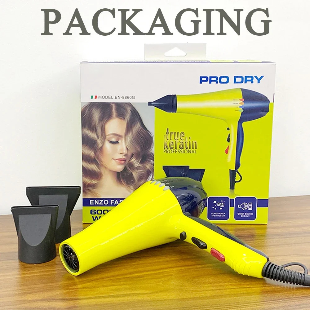 Professional 6000W Hair Dryer Anion Blowdryer for Salon High Speed Strong Wind 4 Gear Low Noise Lightweight Blower with 2 Nozzle 240511