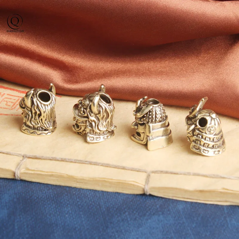 Japanese Eagle Nose Samurai Helmet Knife Beads Woven Paracord Lanyard Pendants 2025 new Outdoor EDC Umbrella Rope Brass DIY Accessories