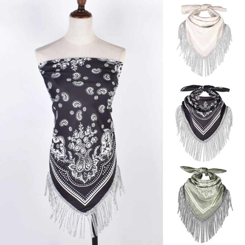 new Cowgirl Bandanas Shawl Rhinestones Fringe 2025 Paisley Scarf Bachelorette Bandanas Cowboys Bandanas Rhinestones Neckerchief