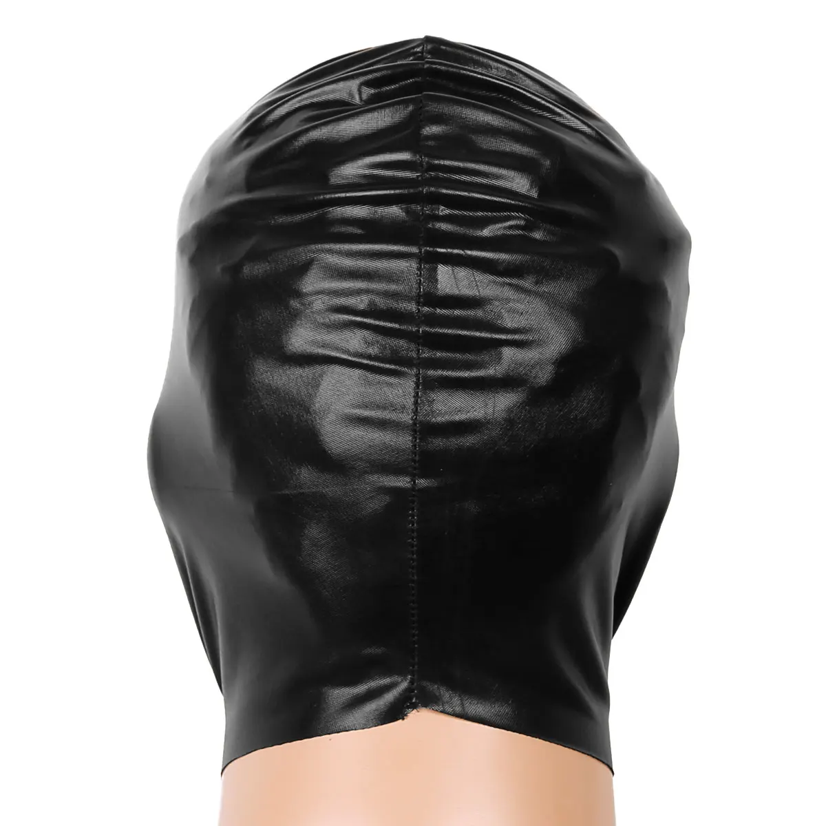 Unisex Women Mens Cosplay Face Mask Latex Shiny Open Eyes And Mouth Headgear Full Face Mask Hood Headgear for Nightclub Costume