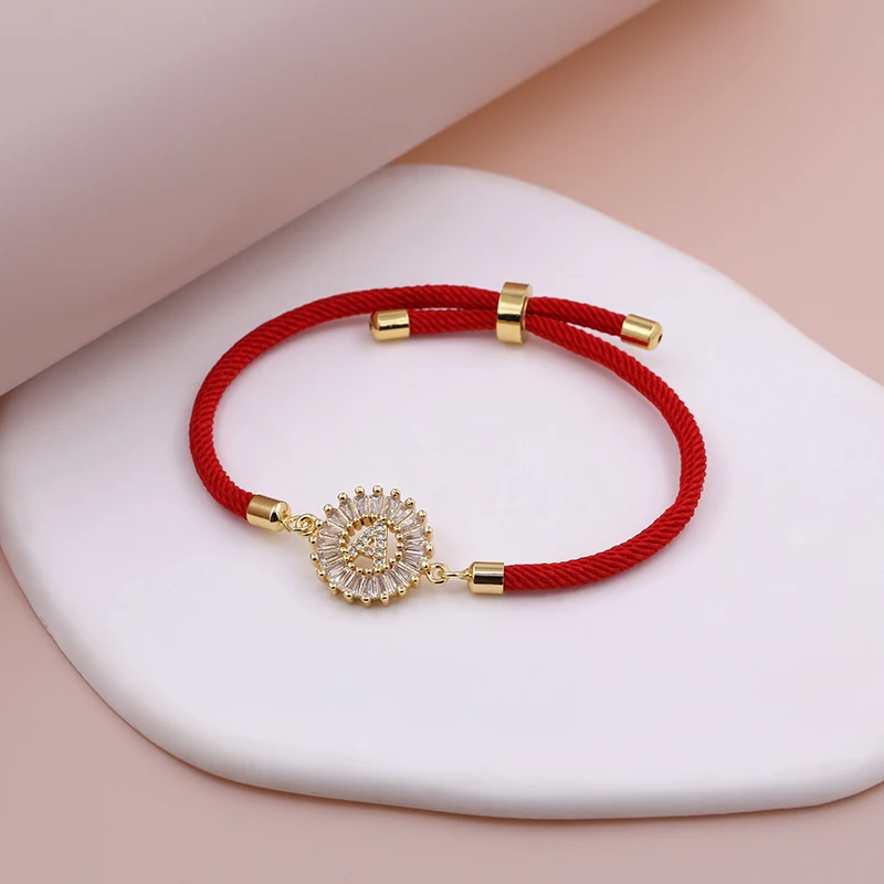 2024 Simpel New Classic A-Z Heart Initial Letter Bracelet Women Adjustable Red Rope Bracelet For Women Jewelry Gift