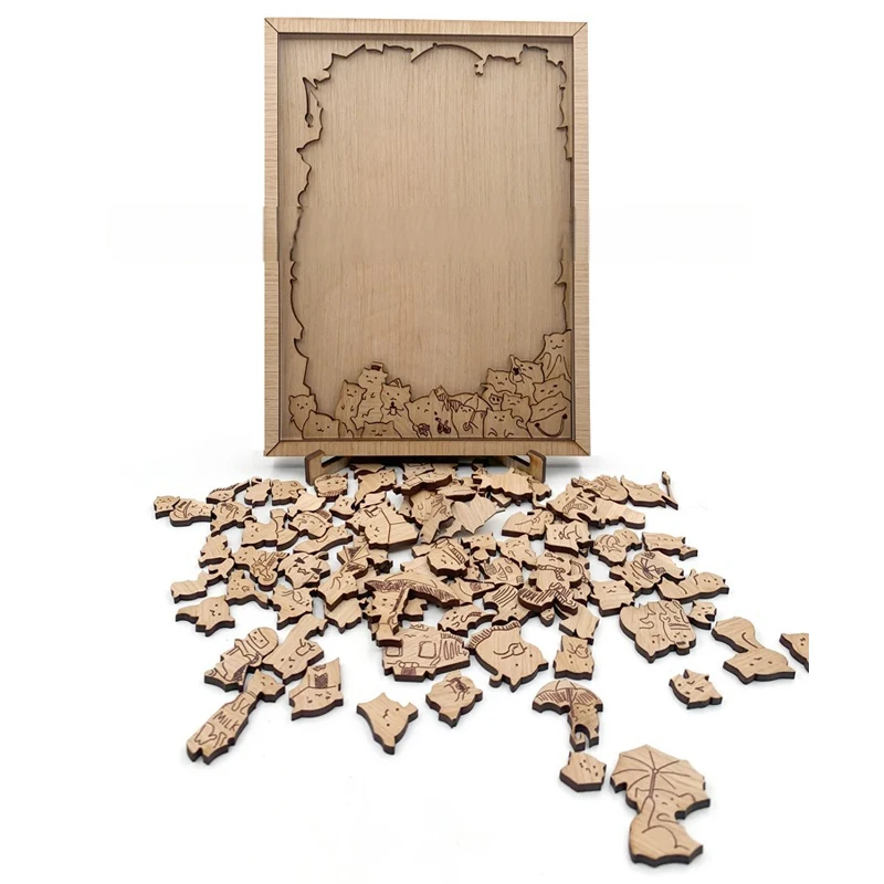 YESTARY 100pcs Cats Wooden Puzzle Kids Toys Impossible Puzzles Teaser Irregular Board Game Educational Toy For Children Present