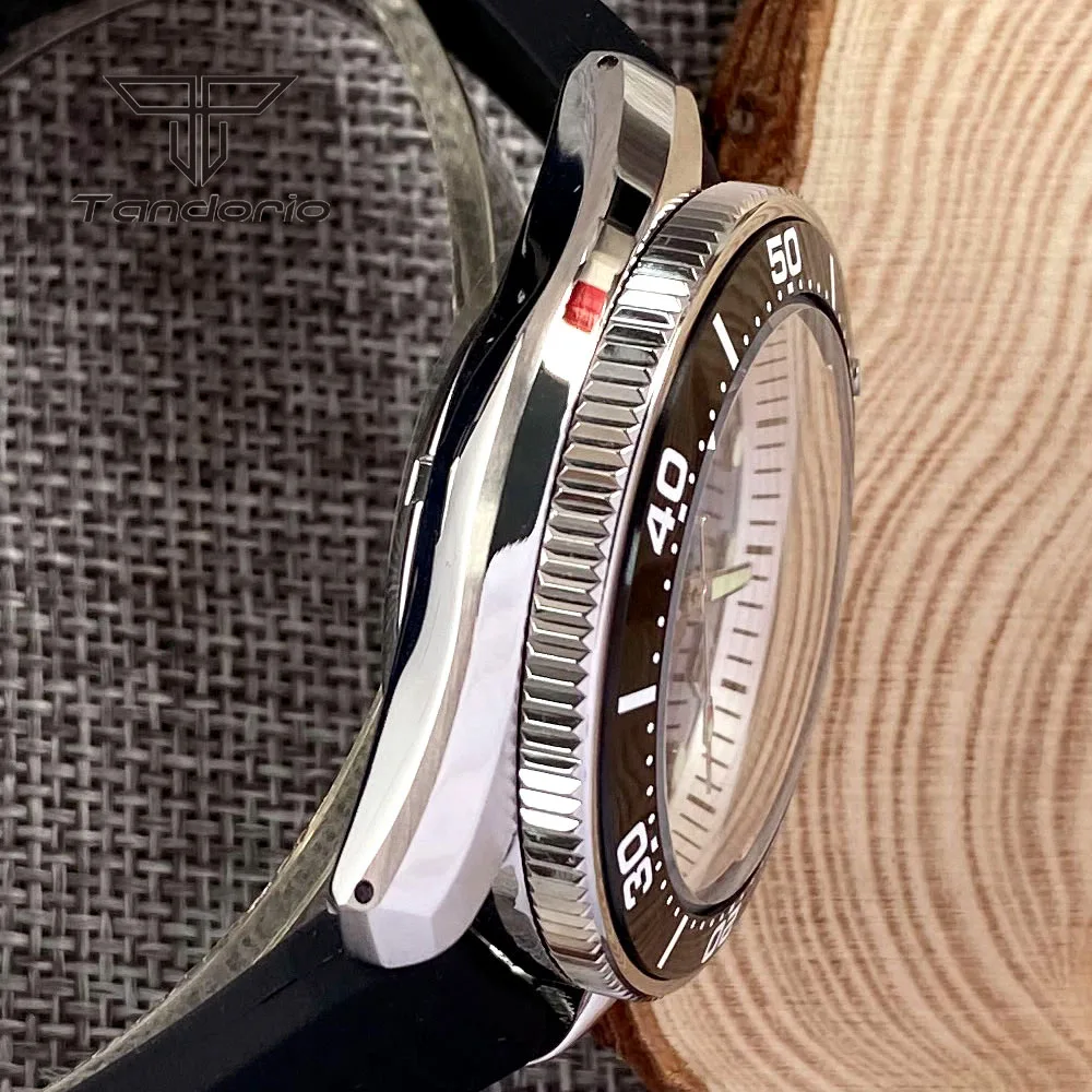 Tandorio NH35A Mother of Pearl Dial Date SBDX001 Model 42.5mm 20Bar Dive Men's Automatic Wristwatch Sapphire Crystal Rubber Band