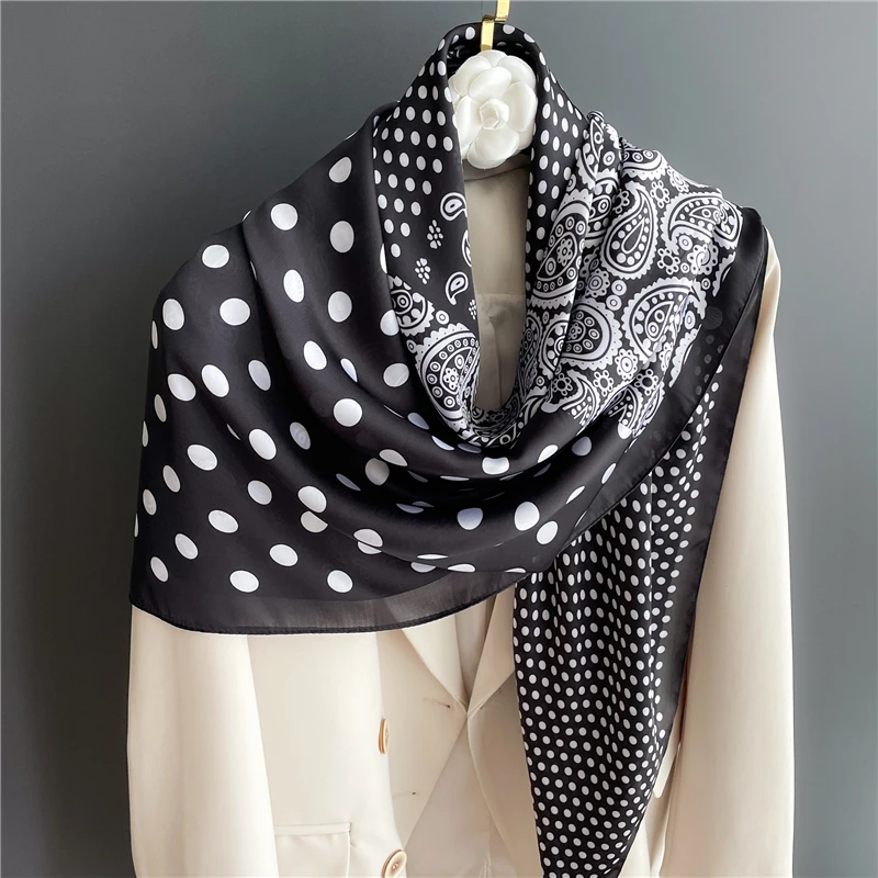 Silk Square Scarf Women Print Hijab Shawls Wraps Bandana new 2025 Female Foulard Headbands Muslim Headscarves Bufanda
