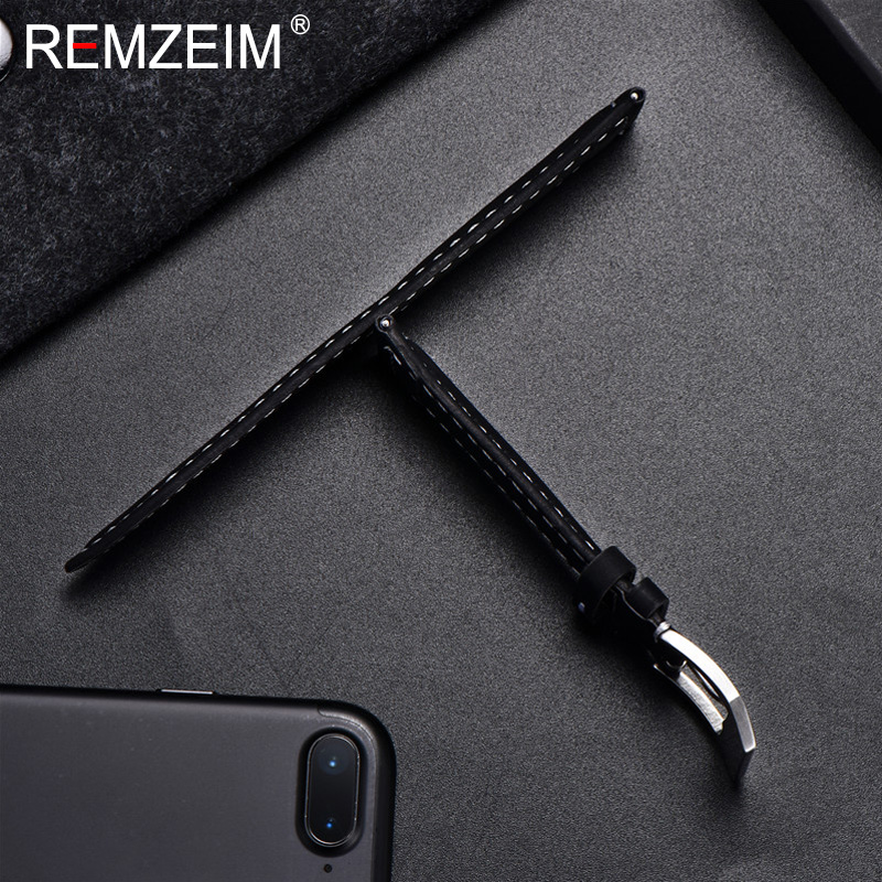 REMZEIM 18mm 20mm 22mm 24mm Matte Leather Watchband Men Women Strap Luxury Brand Red Blue Green Watch Band Accessories
