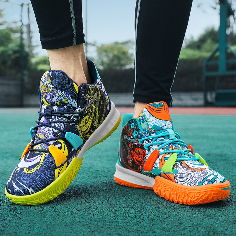 Brand Fashion Printed Basketball Shoes Men Women Professional Basketball Sneakers Chunky Men Trainers Sports Shoes Basket Hommes