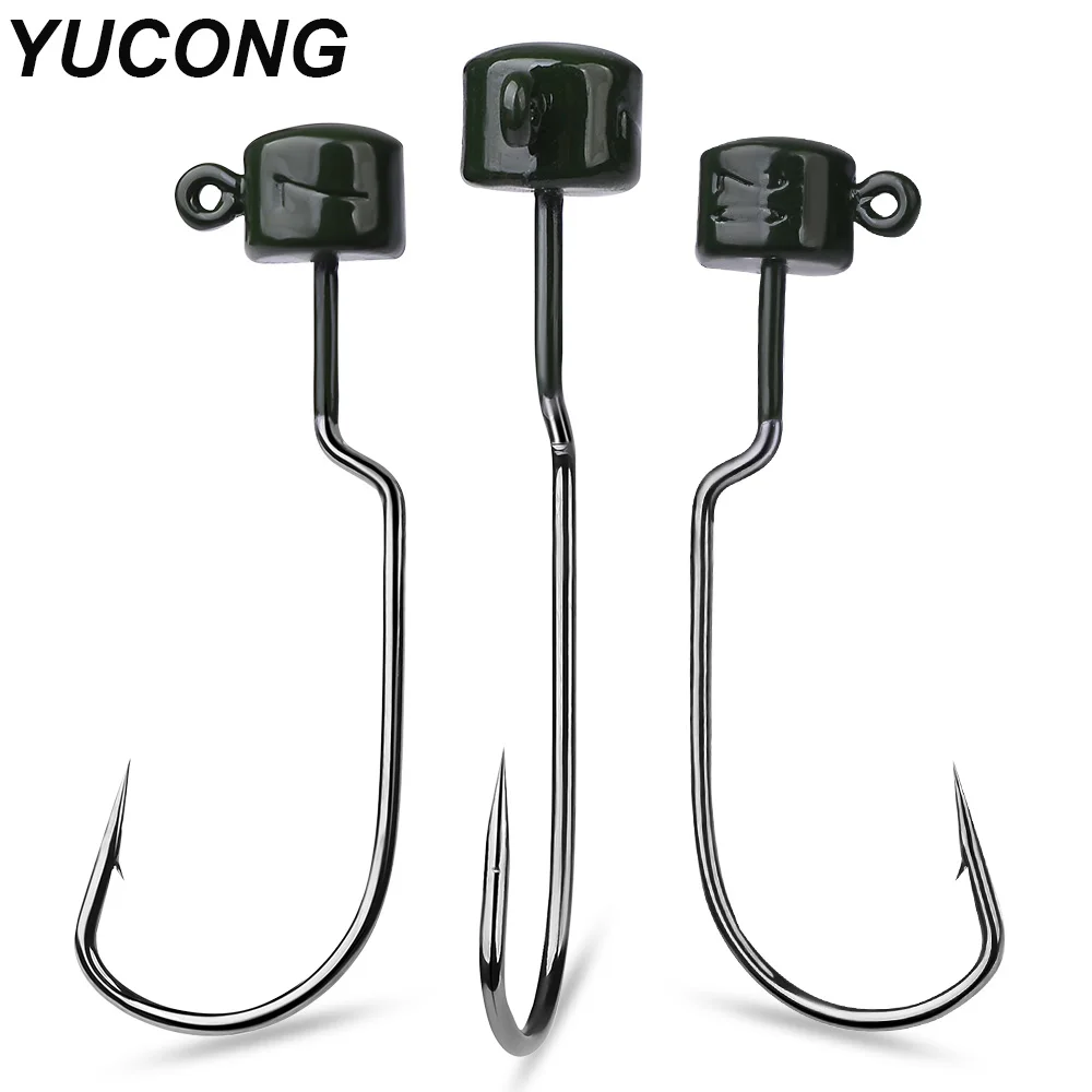 YUCONG 10PCS Umbrella Head Hooks 3.5g-5g-7g Barbed Jighead Hook Ned Rig Worm Fsihing Hooks new Barbed Fishhook 2025 for Soft Lure Pesca