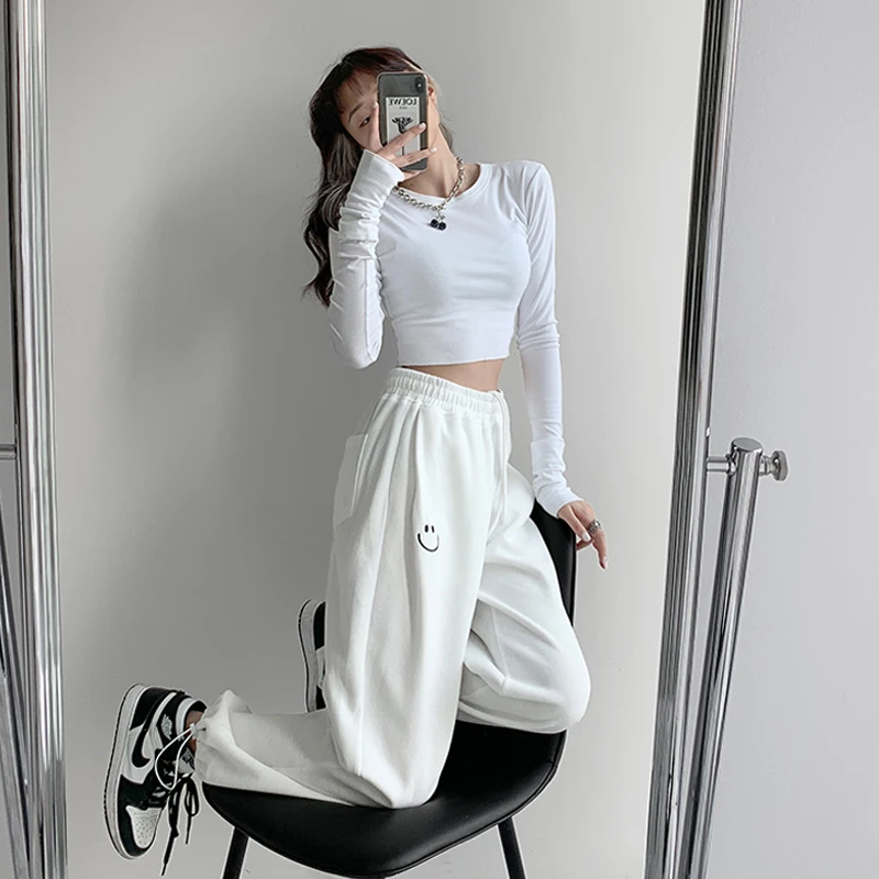 Spring new Autumn 2025 Women pants gray Sweatpants Casual Baggy Pants female Vintage Haruku Streetwear sport Wide Leg Trousers
