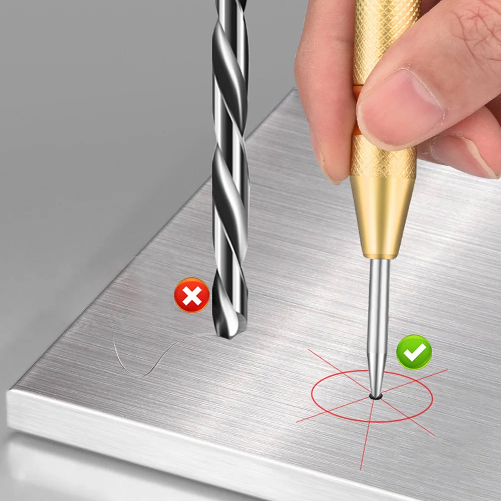 STONEGO 130mm Automatic Center Punch Drill Bit Spring Loaded for Marking Starting Hole Center Pin Punch Drill Bit