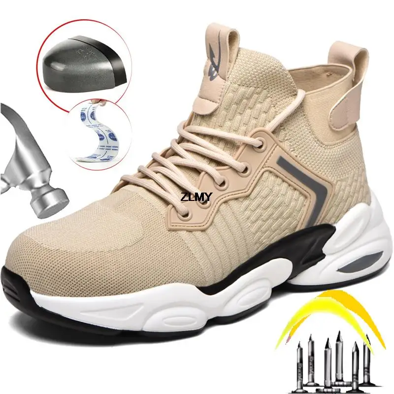 High Top 2025 Men Safety Shoes European Standard Steel new Toe Sneaker Puncture Proof Industrial Work Safety Boots Breathable Work Shoes