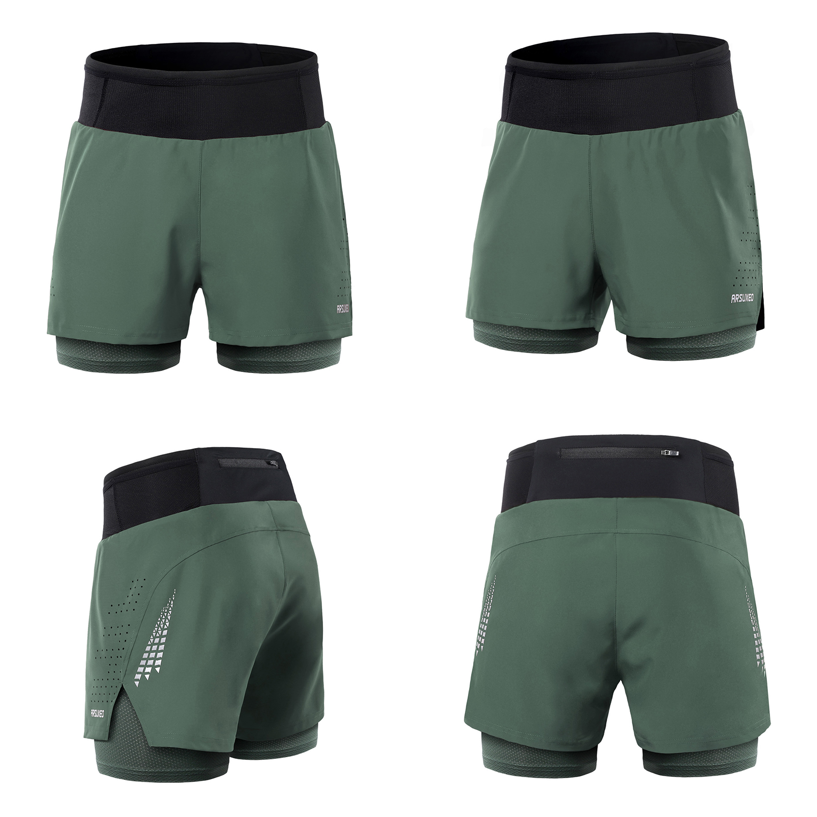 Arsuxeo Men 2 in 1 Running Shorts High Waist Athletic 2025 Shorts Sport new Shorts Workout Shorts with Pockets for Gym Jogging Tennis