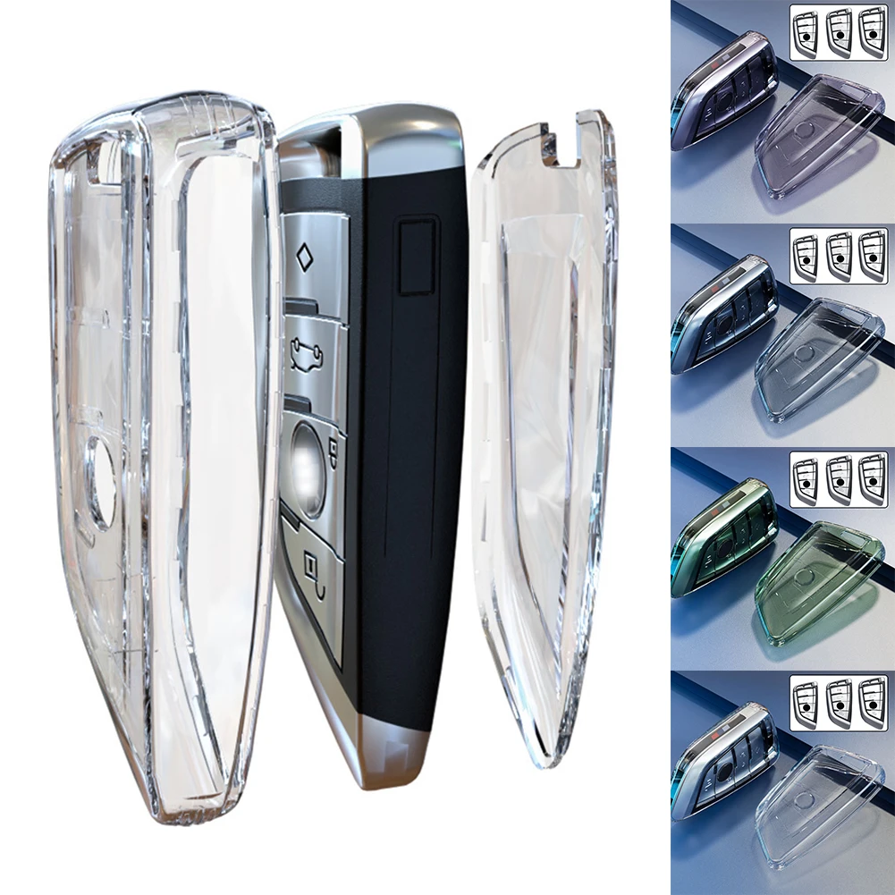 1PCS TPU Transparent Car Key Case Cover Holder Shell For BMW F20 G20 G30 X1 G05 X6 X7 Auto Accessories Holder Shell Keychain