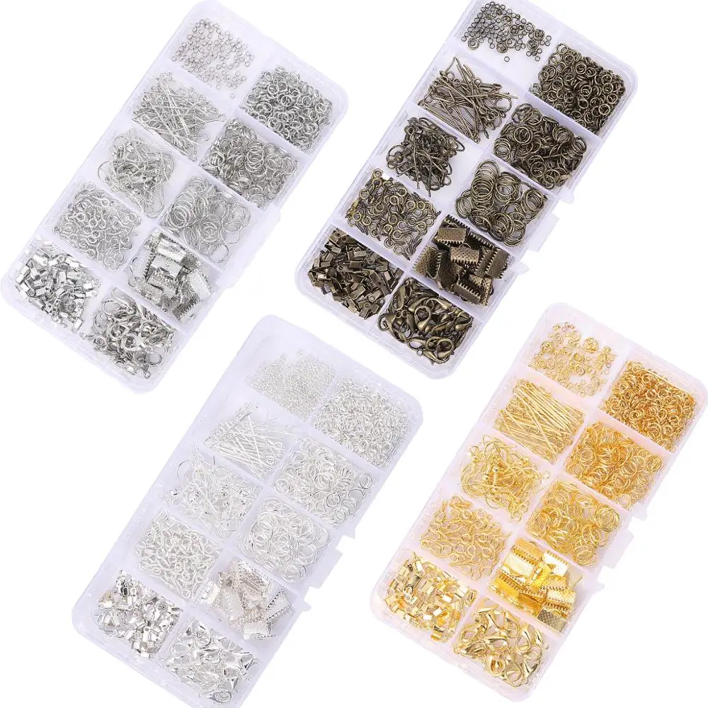 10 Grids Boxed DIY Jewelry Basic Accessories Lobster Clasp Open Jump Rings Jewelry Making Supplies Kit