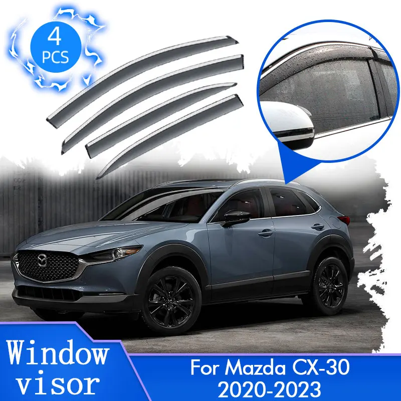 For Mazda CX-30 CX30 CX 30 DM 2020 2021 2022 2023 Car Side Vent Rain Sun Window Visor Deflector Awning Guards Cover Accessories