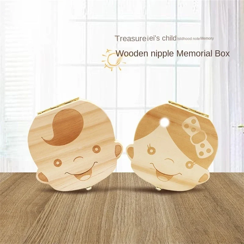 Wooden Baby new Kids Tooth Storage Box Baby Teeth Fetal Hair Umbilical Cord 2025 Organizer Infant Souvenir Box Keepsake Box Tooth Box