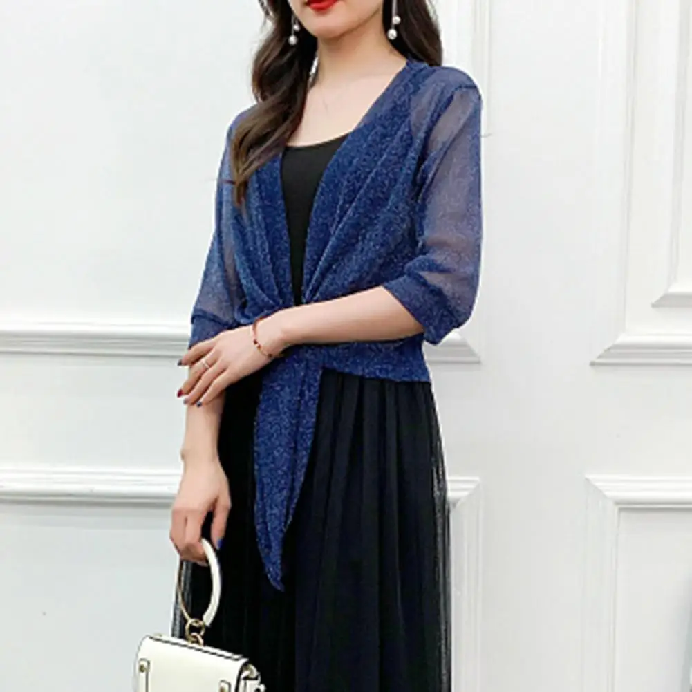 Women Summer Blouse Half Sleeves Cardigan Pure Color Women Summer Coat Comfortable Women Summer Cardigan Female Clothes