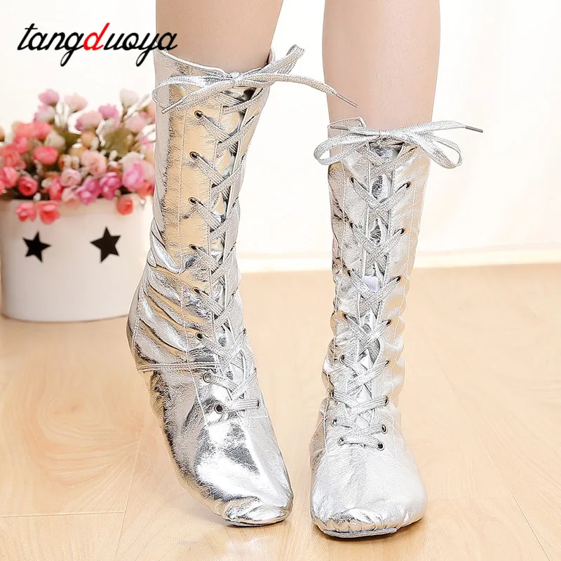 Jazz dance boots 2025 new women soft sole leather latin jazz dance shoes women children's girls dance shoes ballroom Training dance shoes