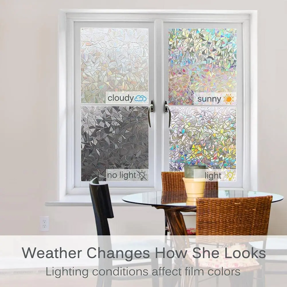 Window Privacy Film Static Window Clings Vinyl new 3D Window Decals Window 2025 Stickers Rainbow Window Film for Control Anti UV