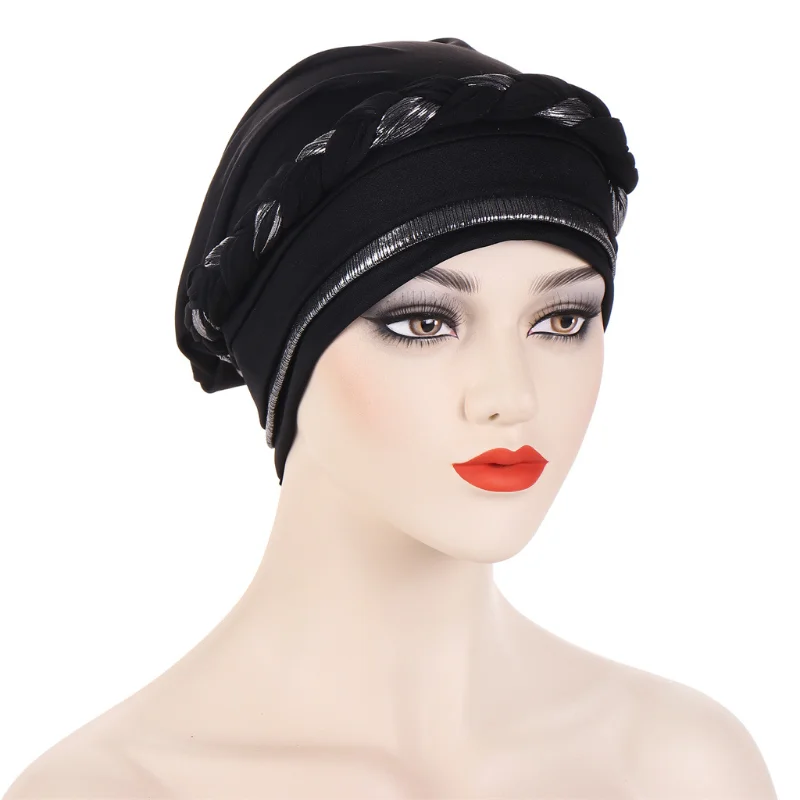 KepaHoo Muslim Women Braid Turban Cap Islamic 2025 Head Wraps Pre-Tied Hijab Bonnet new Femme Musulman Stretchy Hair Cover Indian Hat