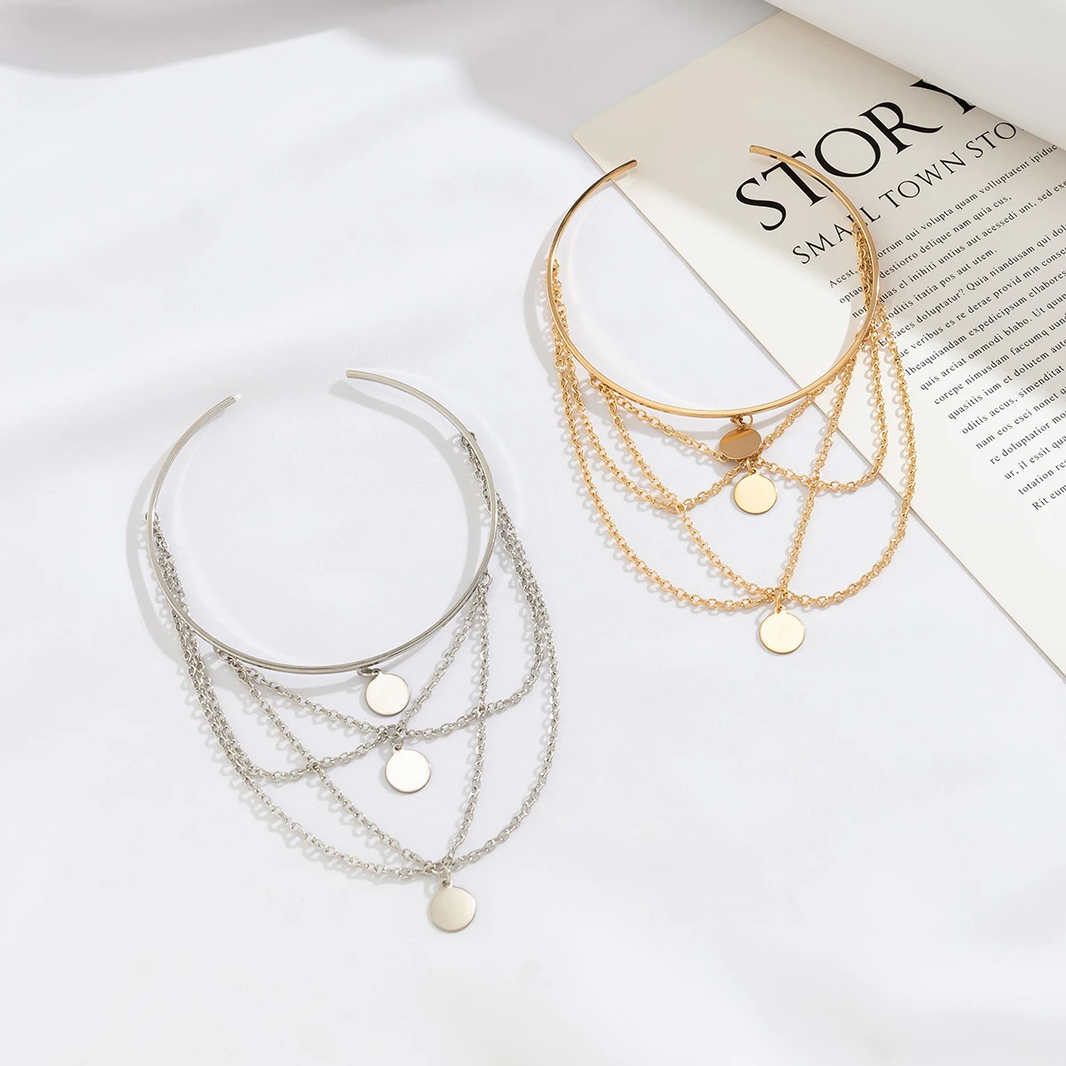 Ingemark Punk Gold Color Sequin Open Upper Arm Bracelet for Women Vintage Star Rod Pendant Cuff Bangles Couple Jewelry Gift New