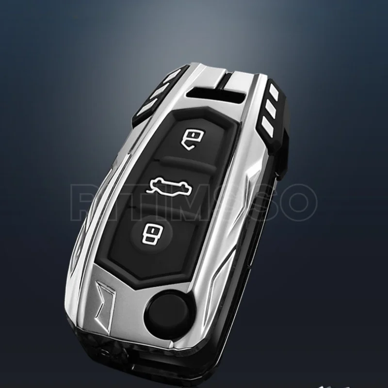Alloy Folding Car Key Case Cover for Audi A1 A3 A6 C5 C6 Q3 Q2 Q7 TT TTS R8 S3 S6 RS3 RS6 A4 Accessories Keychain Protector