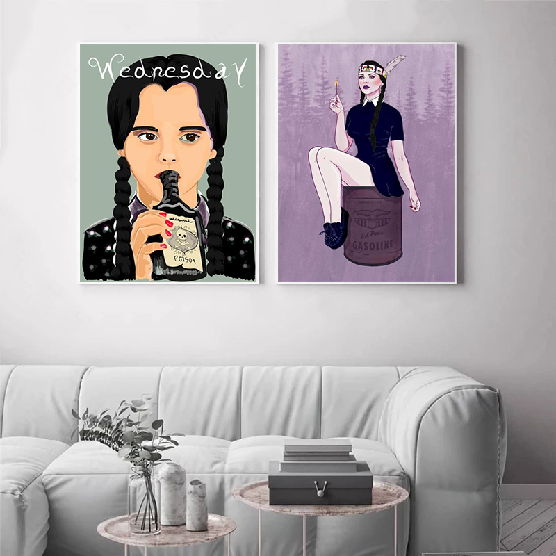 Addams Poster Classic Family Warm Horror Movie Wall Art Posters Pictures Canvas Painting for Coffee House Bar Living Home Decor