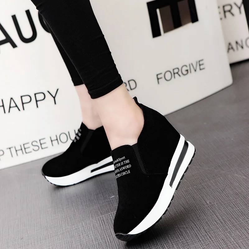 Arrival Wedge Increase Black Shoes Women Sneakers Leisure Platform Breathable atos De Mujer