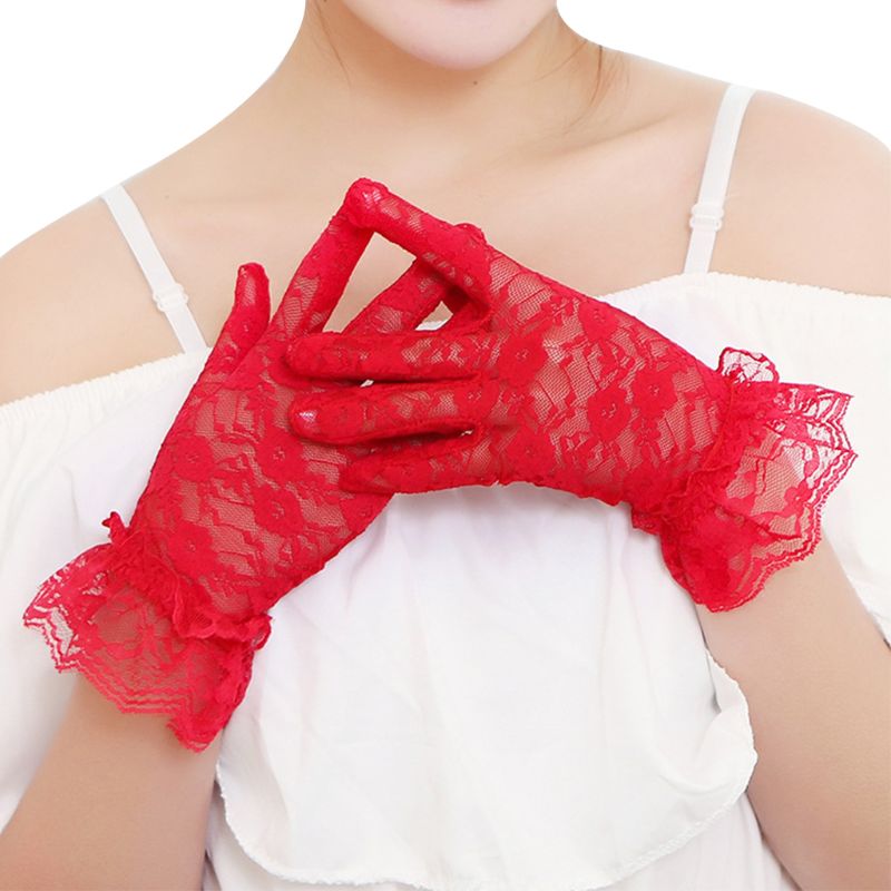 New Party Sexy Dressy Gloves Women High Quality Lace Gloves Paragraph Wedding Gloves Mittens Accessories Full Finger Girls Lace