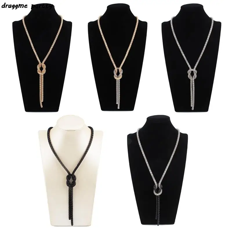 New Women Simple Sweater Chain 2025 Choker new Necklaces Vintage Long Knot Knotted Sweater Chain Necklace For Female Bohemian Jewelry