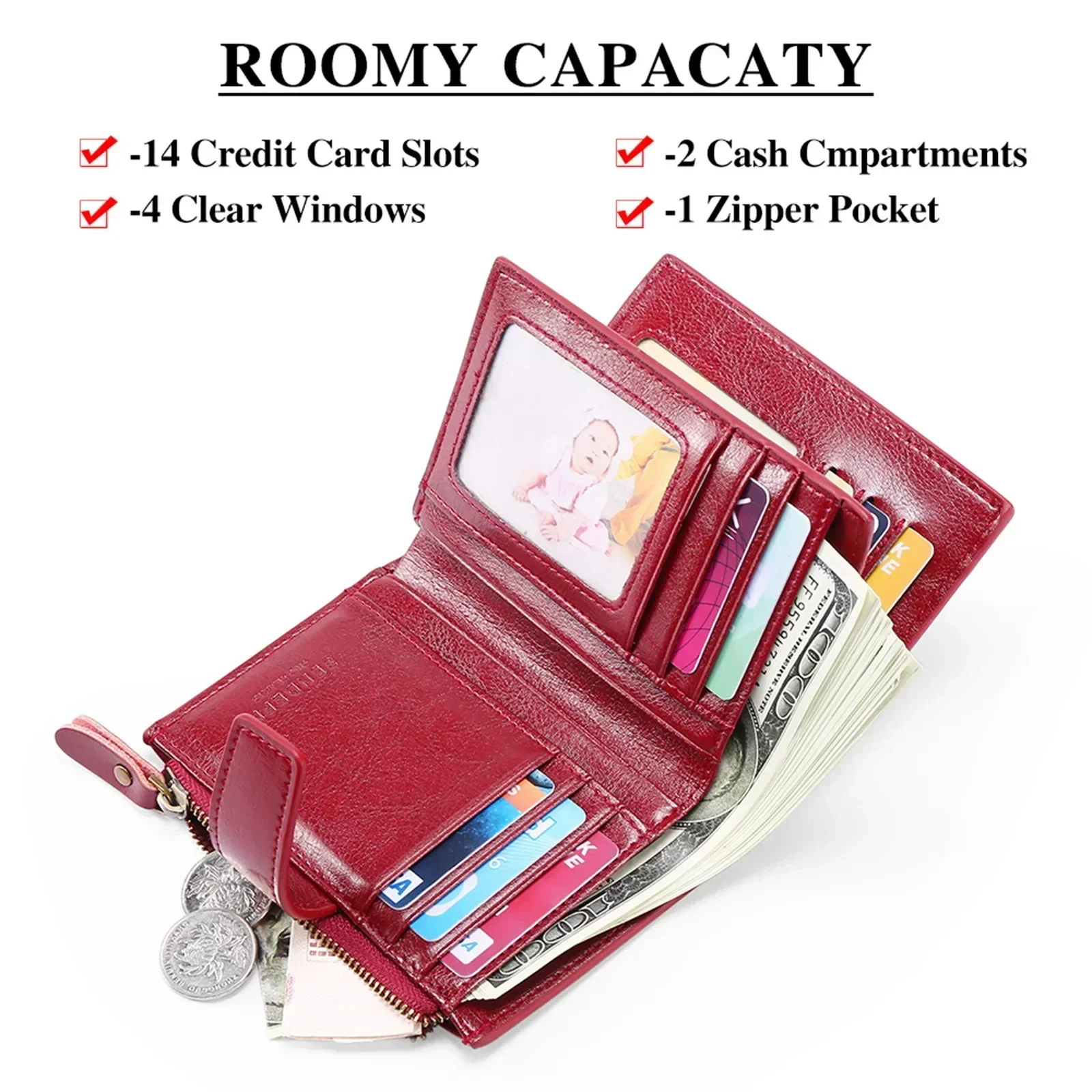 Women Short new Genuine Leather Wallets Vintage Purse 2025 Multi-functional Clutch Coin Card Holder High-quality Small Money Clip 8Z