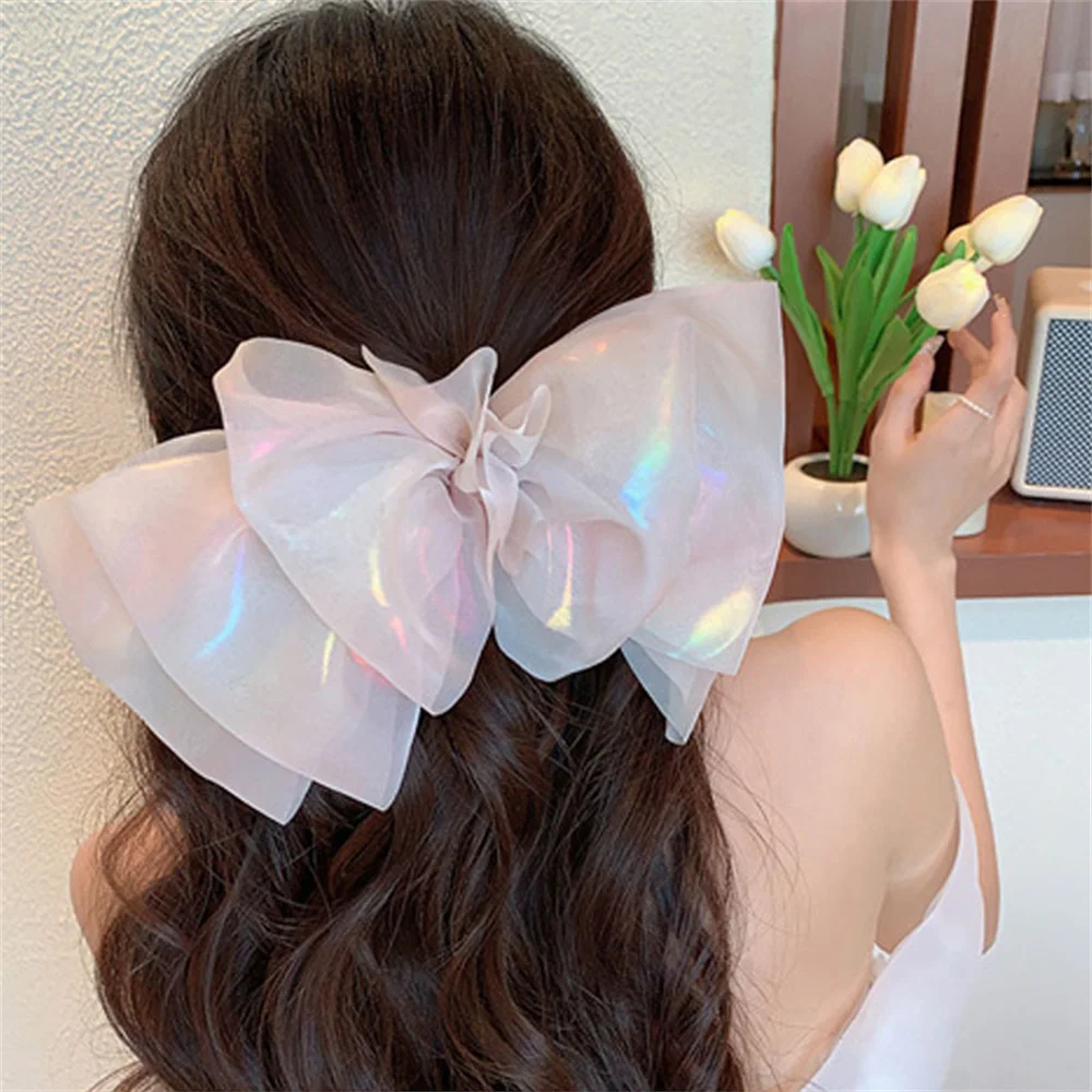 Fresh Flower Mesh Hair Bows Daisy Girls Hair Clips Korean Hairpin Handmade Hairbow Barrettes Party School Hairgrips Accessories