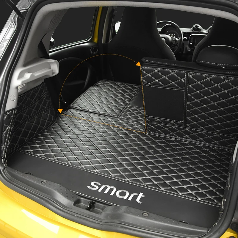 Custom Car Trunk Mat Bottom Boot Carpet Leather Cargo Liner Interior Accessories For Smart 451 Fortwo 453 Fortwo Forfour 2015