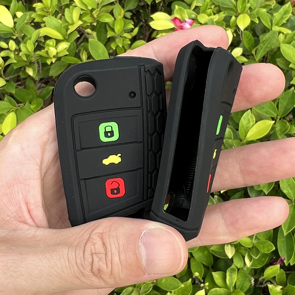 Silicone Car Key Case Cover For Volkswagen VW Polo Golf 7 Tiguan R TSI K7 MK2 VII T-cross T-Roc T5 Passat B8 CC Key Chain